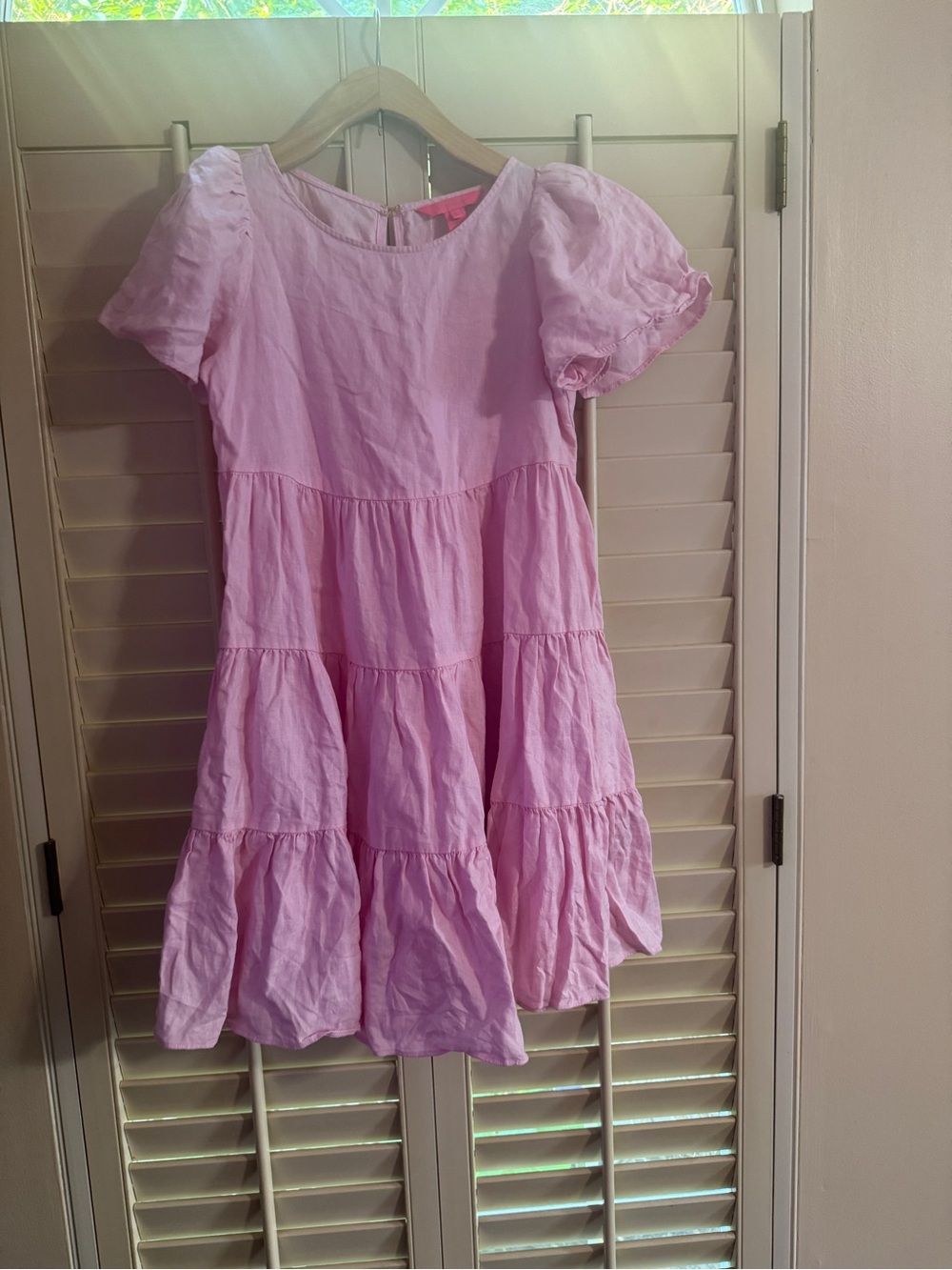 Lilly Pulitzer Pastel Pink Tiered Puff-Sleeve Midi Dress